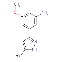 Chemical structure of 3-methoxy-5-(5-methyl-1H-pyrazol-3-yl)aniline - CSSB04199554872