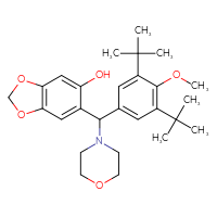 Chemical structure of 6-[(3,5-di-tert-butyl-4-methoxyphenyl)(morpholin-4-yl)methyl]-2H-1,3-benzodioxol-5-ol - CSSB14813040121