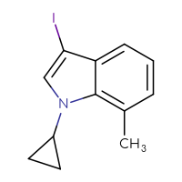 Chemical structure of 1-cyclopropyl-3-iodo-7-methyl-1H-indole - CSSB03219875999