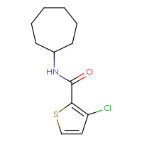 Chemical structure of 3-chloro-N-cycloheptylthiophene-2-carboxamide - CSSB01994710744