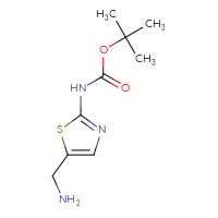 Chemical structure of tert-butyl N-[5-(aminomethyl)-1,3-thiazol-2-yl]carbamate - CSSB00010231836