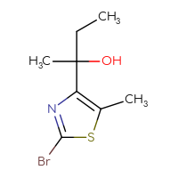 Chemical structure of 2-(2-bromo-5-methyl-1,3-thiazol-4-yl)butan-2-ol - CSSB20845870912
