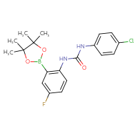 Chemical structure of 1-(4-chlorophenyl)-3-[4-fluoro-2-(4,4,5,5-tetramethyl-1,3,2-dioxaborolan-2-yl)phenyl]urea - CSSB21332064995