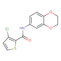 Chemical structure of 3-chloro-N-(2,3-dihydro-1,4-benzodioxin-6-yl)thiophene-2-carboxamide - CSSB00104308720