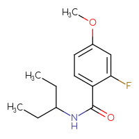 Chemical structure of 2-fluoro-4-methoxy-N-(pentan-3-yl)benzamide - CSSB00000267331