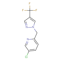 Chemical structure of 5-chloro-2-{[4-(trifluoromethyl)-1H-pyrazol-1-yl]methyl}pyridine - CSSB01448022831
