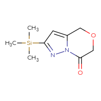 Chemical structure of 2-(trimethylsilyl)-4H,6H,7H-pyrazolo[3,2-c][1,4]oxazin-7-one - CSSB20963434943