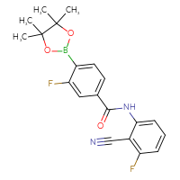 Chemical structure of N-(2-cyano-3-fluorophenyl)-3-fluoro-4-(4,4,5,5-tetramethyl-1,3,2-dioxaborolan-2-yl)benzamide - CSSB21531607189