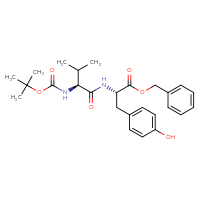 Chemical structure of benzyl (2S)-2-[(2S)-2-{[(tert-butoxy)carbonyl]amino}-3-methylbutanamido]-3-(4-hydroxyphenyl)propanoate - CSSB00102628425
