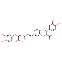Chemical structure of (2R,3R)-7-[(1E)-3-[(1R)-1-carboxy-2-(3,4-dihydroxyphenyl)ethoxy]-3-oxoprop-1-en-1-yl]-3-(3,4-dihydroxyphenyl)-2,3-dihydro-1,4-benzodioxine-2-carboxylic acid - CSSB09881015433