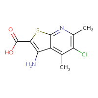Chemical structure of 3-amino-5-chloro-4,6-dimethylthieno[2,3-b]pyridine-2-carboxylic acid - CSSB00010066946
