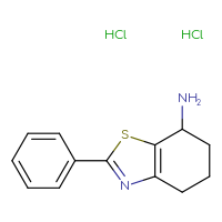 Chemical structure of 2-phenyl-4,5,6,7-tetrahydro-1,3-benzothiazol-7-amine dihydrochloride - CSSB06446545144