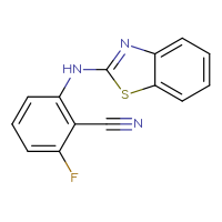 Chemical structure of 2-[(1,3-benzothiazol-2-yl)amino]-6-fluorobenzonitrile - CSSB21298174408