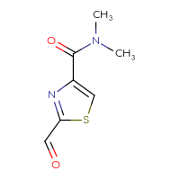 Chemical structure of 2-formyl-N,N-dimethyl-1,3-thiazole-4-carboxamide - CSSB21043422625