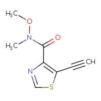 Chemical structure of 5-ethynyl-N-methoxy-N-methyl-1,3-thiazole-4-carboxamide - CSSB15024080408