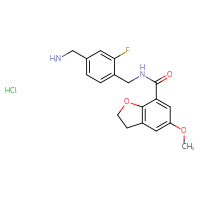 Chemical structure of N-{[4-(aminomethyl)-2-fluorophenyl]methyl}-5-methoxy-2,3-dihydro-1-benzofuran-7-carboxamide hydrochloride - CSSB00161156858
