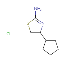 Chemical structure of 4-cyclopentyl-1,3-thiazol-2-amine hydrochloride - CSSB20591797880