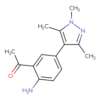 Chemical structure of 1-[2-amino-5-(1,3,5-trimethyl-1H-pyrazol-4-yl)phenyl]ethan-1-one - CSSB01097660289