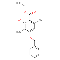 Chemical structure of ethyl 4-(benzyloxy)-2-hydroxy-3,6-dimethylbenzoate - CSSB00161150905