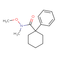 Chemical structure of N-methoxy-N-methyl-1-phenylcyclohexane-1-carboxamide - CSSB21151593097
