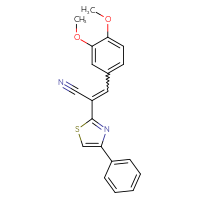 Chemical structure of 3-(3,4-dimethoxyphenyl)-2-(4-phenyl-1,3-thiazol-2-yl)prop-2-enenitrile - CSSB00028065705
