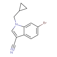 Chemical structure of 6-bromo-1-(cyclopropylmethyl)-1H-indole-3-carbonitrile - CSSB00132307472