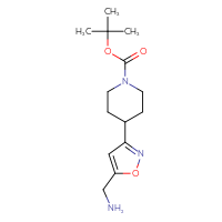 Chemical structure of tert-butyl 4-[5-(aminomethyl)-1,2-oxazol-3-yl]piperidine-1-carboxylate - CSSB00043902688