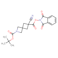 Chemical structure of 2-tert-butyl 6-(1,3-dioxo-2,3-dihydro-1H-isoindol-2-yl) 6-cyano-2-azaspiro[3.3]heptane-2,6-dicarboxylate - CSSB17484204352