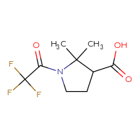 Chemical structure of 2,2-dimethyl-1-(2,2,2-trifluoroacetyl)pyrrolidine-3-carboxylic acid - CSSB00153444211