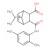 Chemical structure of 3-[(2,5-dimethylphenyl)carbamoyl]-7-(propan-2-ylidene)bicyclo[2.2.1]hept-5-ene-2-carboxylic acid - CSSB00121719807