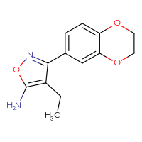 Chemical structure of 3-(2,3-dihydro-1,4-benzodioxin-6-yl)-4-ethyl-1,2-oxazol-5-amine - CSSB00000470626