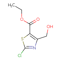 Chemical structure of ethyl 2-chloro-4-(hydroxymethyl)-1,3-thiazole-5-carboxylate - CSSB00010889674