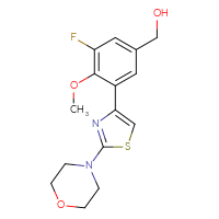 Chemical structure of {3-fluoro-4-methoxy-5-[2-(morpholin-4-yl)-1,3-thiazol-4-yl]phenyl}methanol - CSSB00160999906