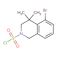 Chemical structure of 5-bromo-4,4-dimethyl-1,2,3,4-tetrahydroisoquinoline-2-sulfonyl chloride - CSSB21224774666