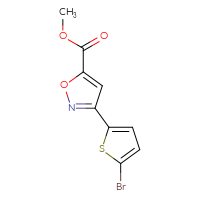 Chemical structure of methyl 3-(5-bromothiophen-2-yl)-1,2-oxazole-5-carboxylate - CSSB03549713202