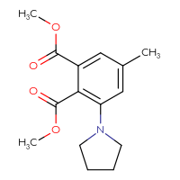 Chemical structure of 1,2-dimethyl 5-methyl-3-(pyrrolidin-1-yl)benzene-1,2-dicarboxylate - CSSB00121645333
