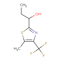 Chemical structure of 1-[5-methyl-4-(trifluoromethyl)-1,3-thiazol-2-yl]propan-1-ol - CSSB02517574275