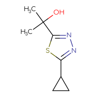 Chemical structure of 2-(5-cyclopropyl-1,3,4-thiadiazol-2-yl)propan-2-ol - CSSB02126530587