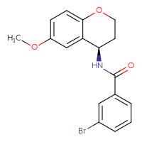 Chemical structure of 3-bromo-N-[(4R)-6-methoxy-3,4-dihydro-2H-1-benzopyran-4-yl]benzamide - CSSB02122010536