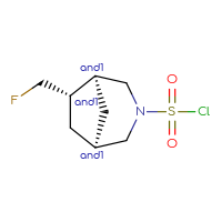 Chemical structure of rac-(1R,5S,6S)-6-(fluoromethyl)-3-azabicyclo[3.2.1]octane-3-sulfonyl chloride - CSSB21291564685