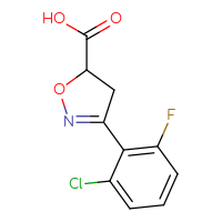 Chemical structure of 3-(2-chloro-6-fluorophenyl)-4,5-dihydro-1,2-oxazole-5-carboxylic acid - CSSB00000763972