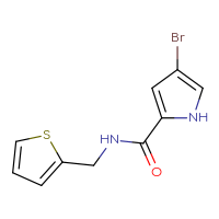 Chemical structure of 4-bromo-N-[(thiophen-2-yl)methyl]-1H-pyrrole-2-carboxamide - CSSB00000205892