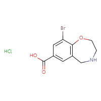 Chemical structure of 9-bromo-2,3,4,5-tetrahydro-1,4-benzoxazepine-7-carboxylic acid hydrochloride - CSSB21043405386