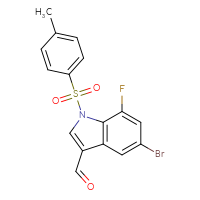 Chemical structure of 5-bromo-7-fluoro-1-(4-methylbenzenesulfonyl)-1H-indole-3-carbaldehyde - CSSB21332153282