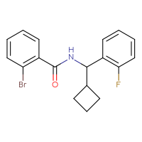 Chemical structure of 2-bromo-N-[cyclobutyl(2-fluorophenyl)methyl]benzamide - CSSB21432543425