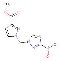 Chemical structure of methyl 1-[(3-nitro-1H-1,2,4-triazol-1-yl)methyl]-1H-pyrazole-3-carboxylate - CSSB00015197939