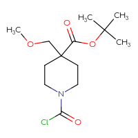 Chemical structure of tert-butyl 1-(carbonochloridoyl)-4-(methoxymethyl)piperidine-4-carboxylate - CSSB15006920509