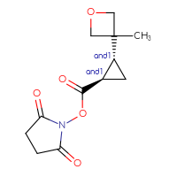 Chemical structure of rac-2,5-dioxopyrrolidin-1-yl (1R,2R)-2-(3-methyloxetan-3-yl)cyclopropane-1-carboxylate - CSSB06287372754