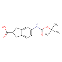 Chemical structure of 5-{[(tert-butoxy)carbonyl]amino}-2,3-dihydro-1H-indene-2-carboxylic acid - CSSB03552339012