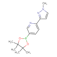 Chemical structure of 2-(1-methyl-1H-pyrazol-3-yl)-5-(4,4,5,5-tetramethyl-1,3,2-dioxaborolan-2-yl)pyridine - CSSB00010197867